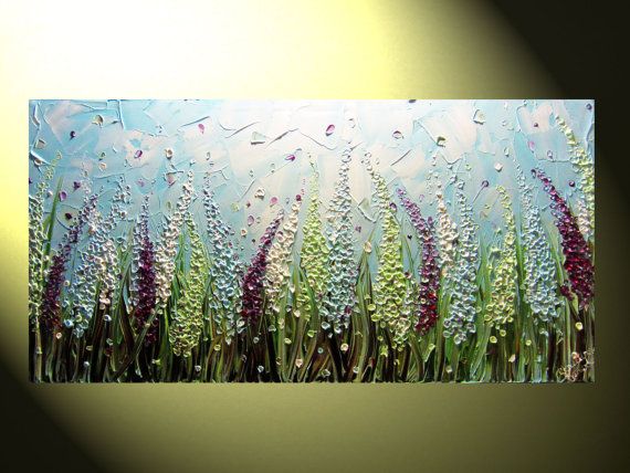 570x428 Original Abstract Palette Knife Painting, Textured Impasto Flowers - Palette Knife Painting Flowers