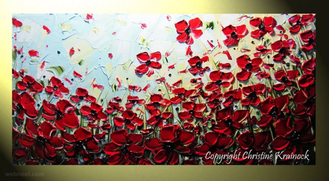 660x364 Red Poppies Palette Knife Paintings 13 - Palette Knife Painting Flowers