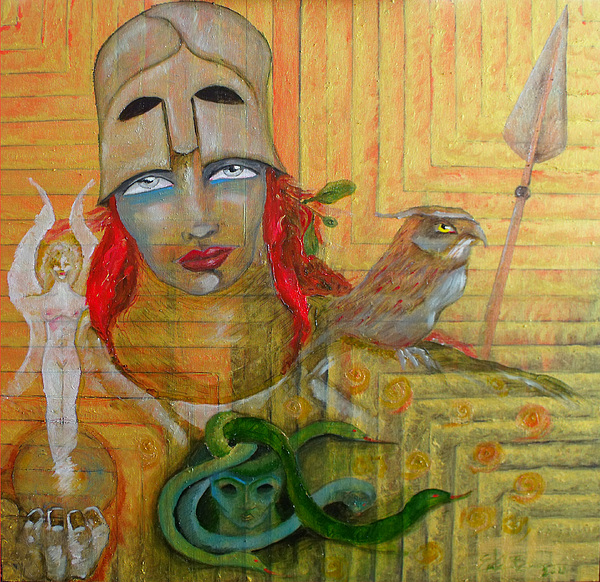 600x582 Pallas Athena Painting By Erika Brown - Pallas Athena Painting