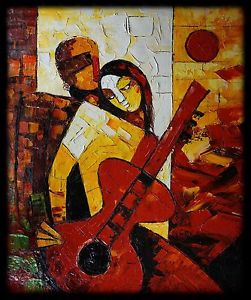 251x300 Indian Oil Painting On Canvas, Textured, Palette Knife, Lady - Pallet Knife Painting