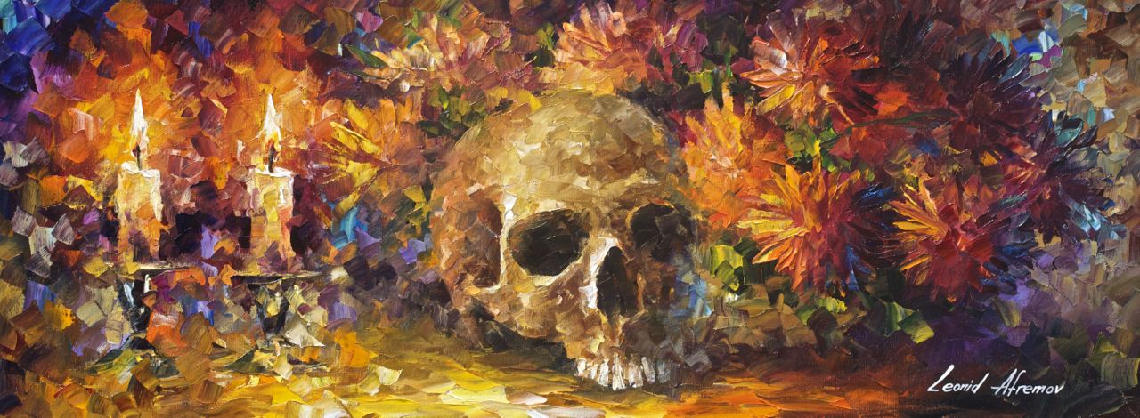 1280x470 Skull Of Memories - Pallet Knife Painting