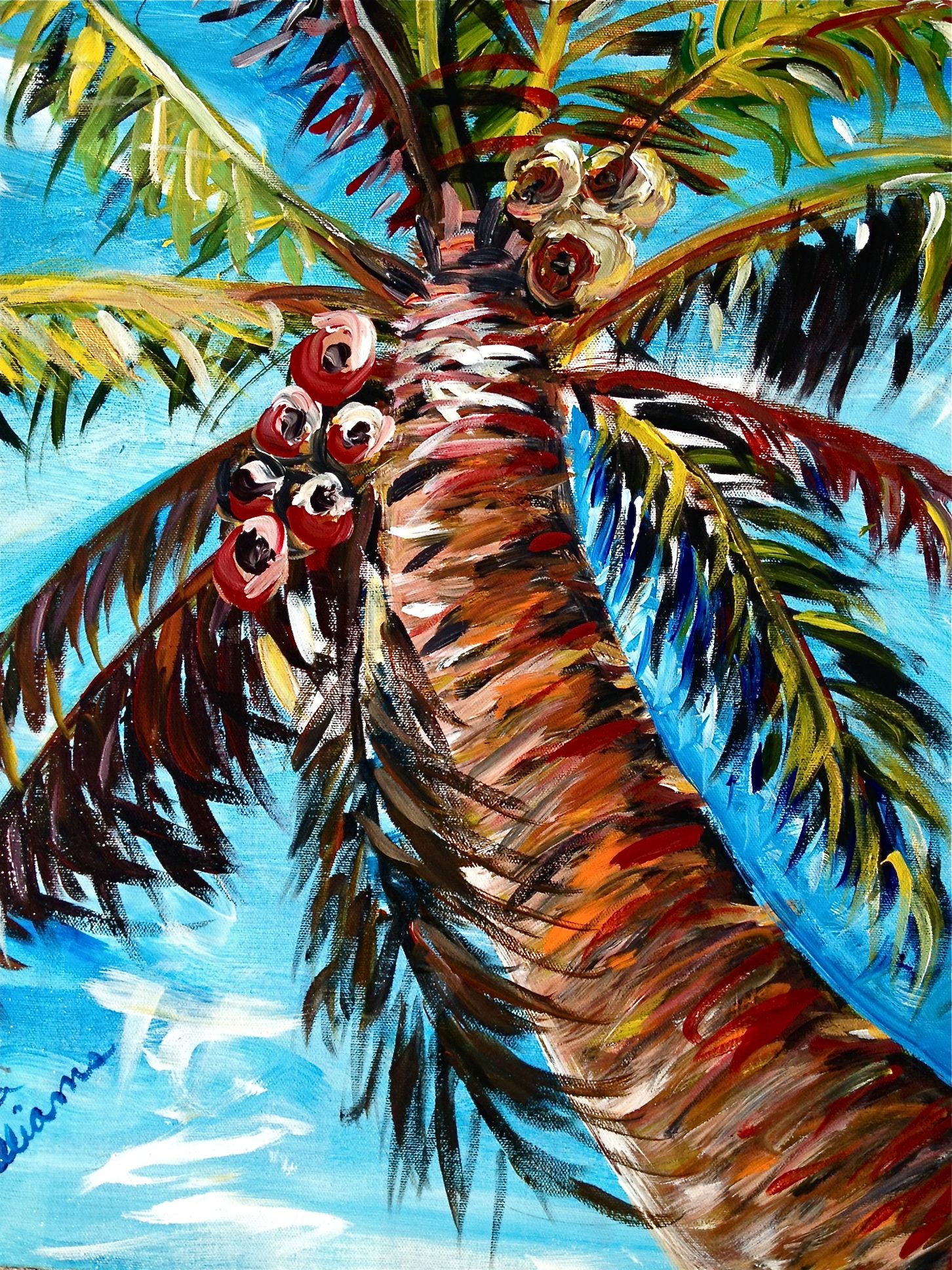 1452x1936 Palm Tree Painting Becky Williams Art Work ~illustrations - Palm Painting