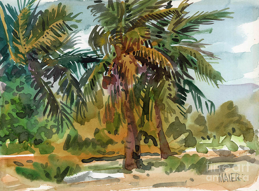 900x665 Palms In Key West Painting By Donald Maier - Palm Painting