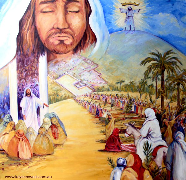 600x581 Oil Painting The Story Of Palm Sunday - Palm Sunday Painting