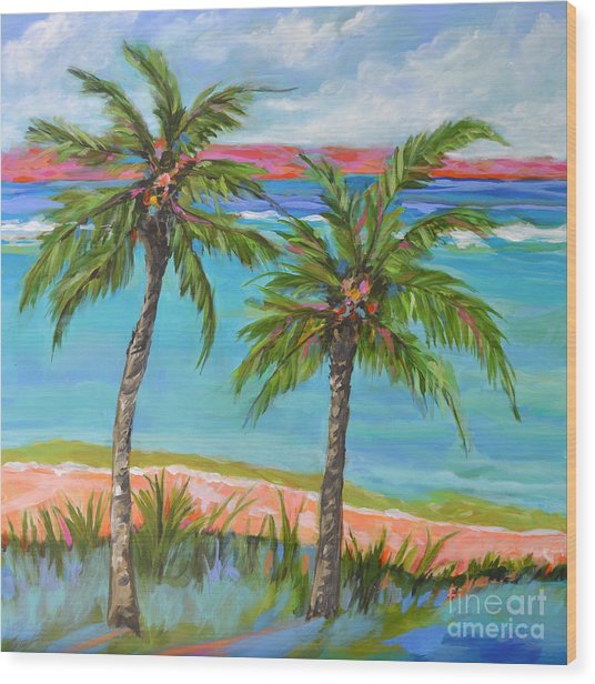 536x616 Original Painting Palm Tree Beach Painting By Karen Fields - Palm Tree Beach Painting