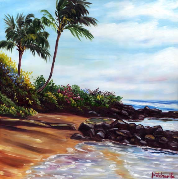 Palm Tree Beach Painting at PaintingValley.com | Explore collection of ...