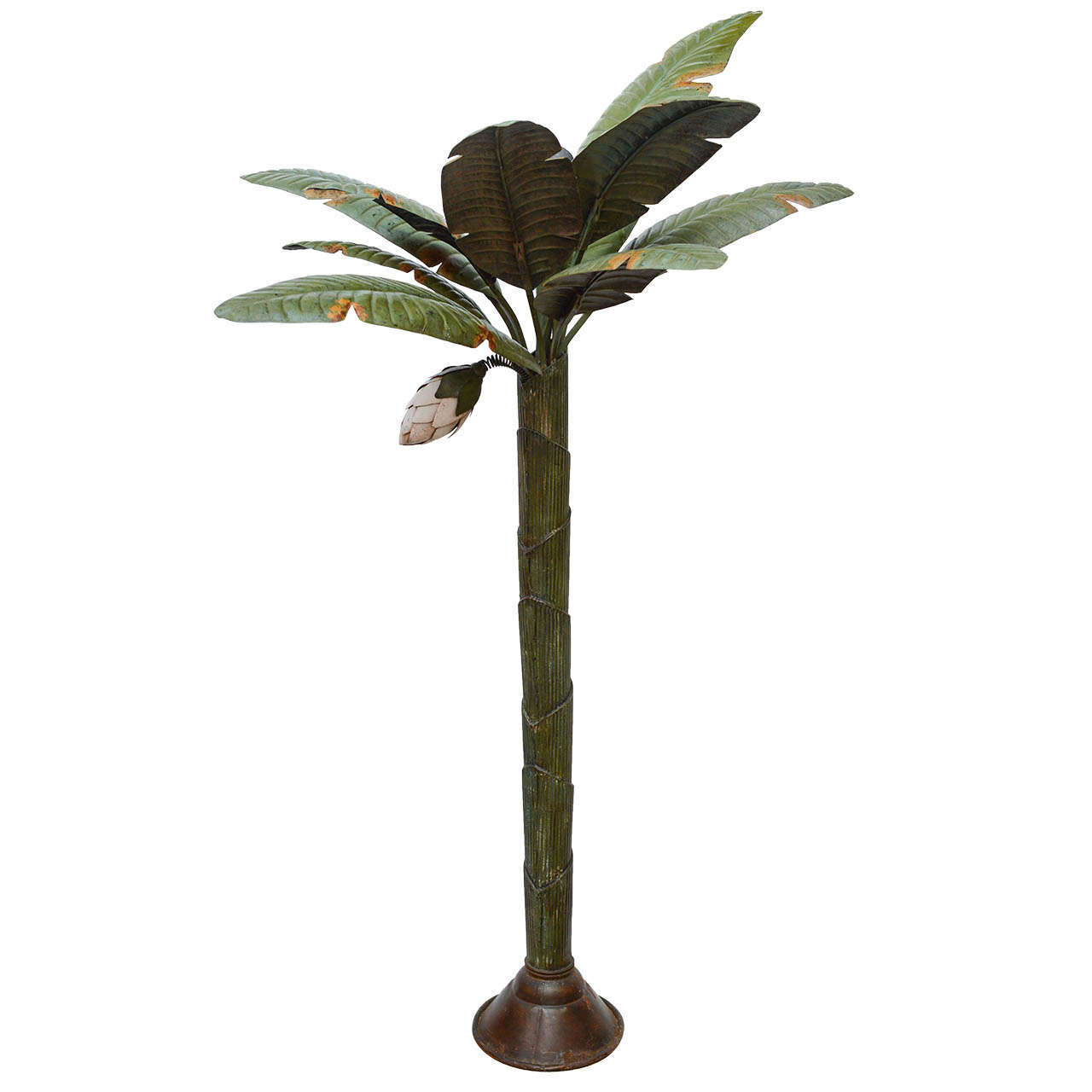 1280x1280 Painted Tole Freestanding Palm Tree Sculpture For Sale - Palm Tree Leaf Painting
