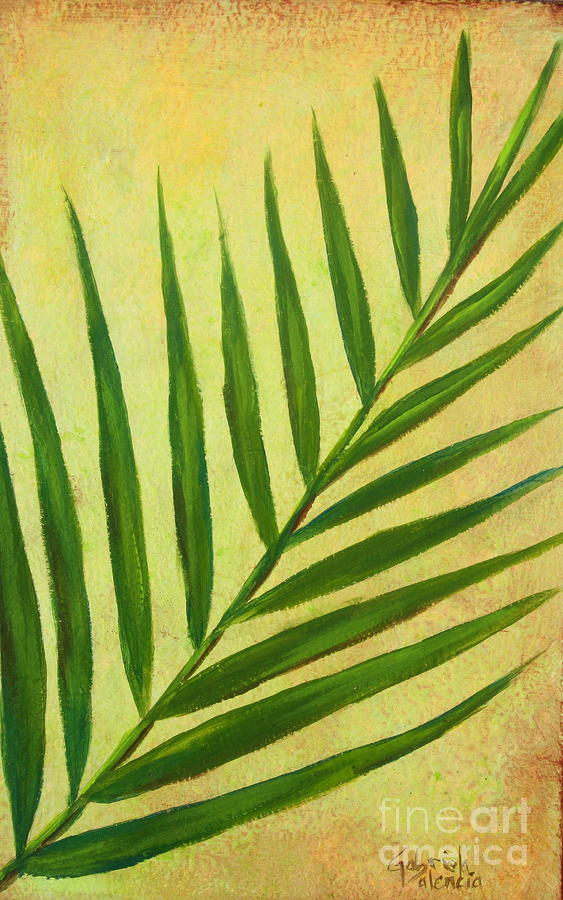 563x900 Palm Tree Leave Painting By Gabriela Valencia - Palm Tree Leaf Painting