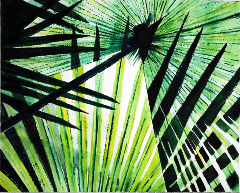 770x618 Saatchi Art Palm Leaves Painting By Lynn Hughes - Palm Tree Leaf Painting