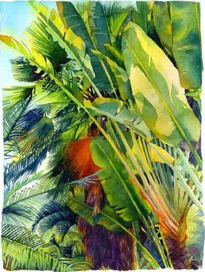 416x550 Marlies Merk Najaka - Palm Tree Leaves Painting