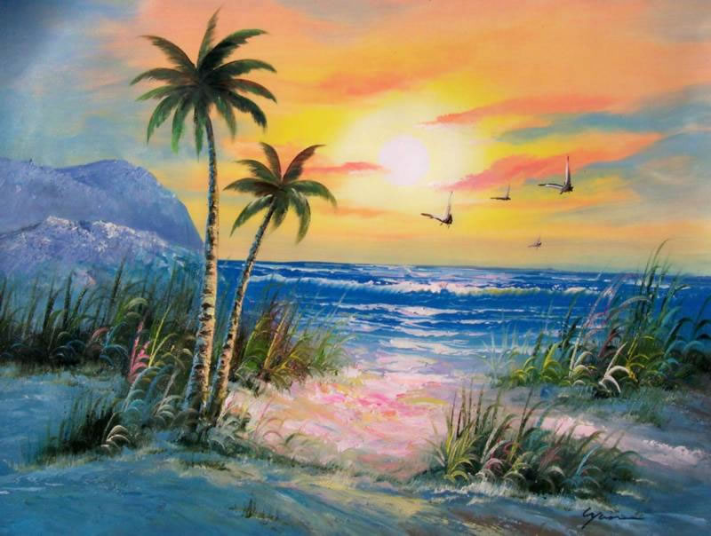800x604 Oil Paintings Frames - Palm Tree Oil Painting