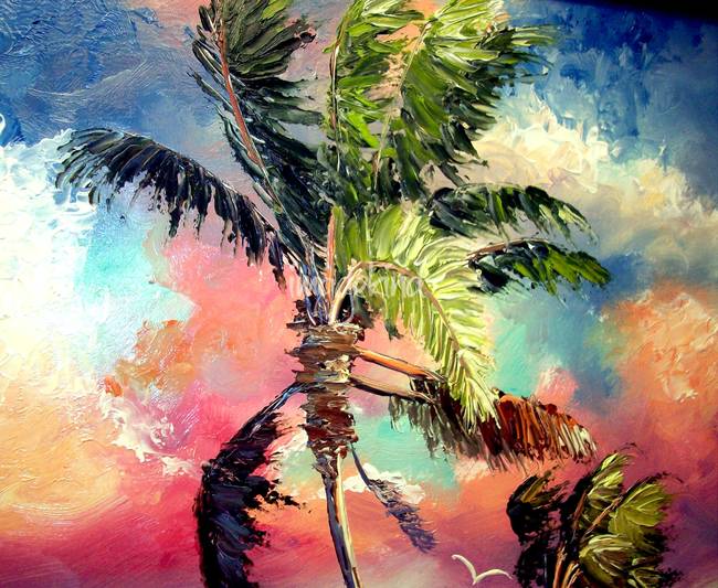 650x533 Palette Knife Palm Tree By Mazz Original Paintings - Palm Tree Oil Painting