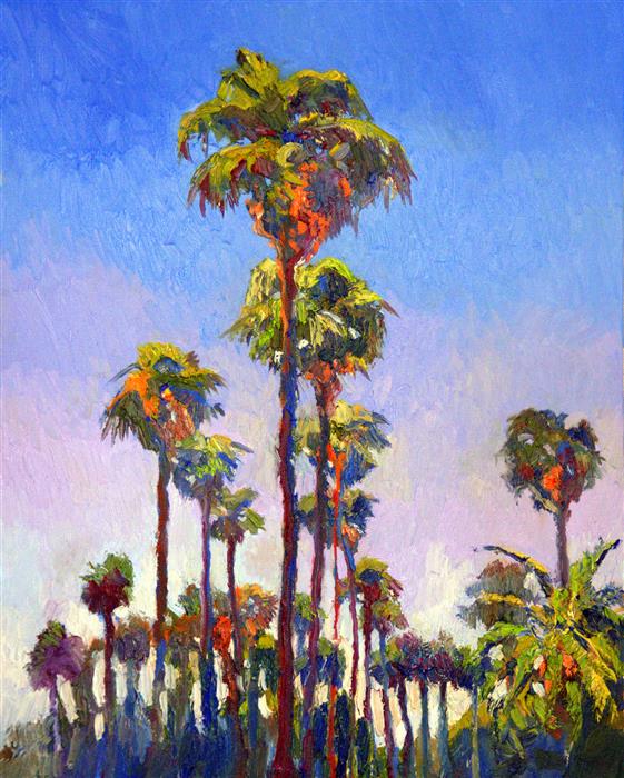 561x700 Palm Trees On The Street, (Hollywood, Sunny Day) By Suren - Palm Tree Oil Painting