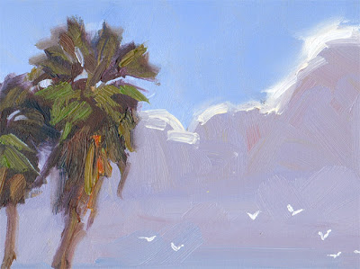 400x299 Tom Brown Fine Art Ocean And Palm Trees Daily Painting, Landscape - Palm Tree Oil Painting