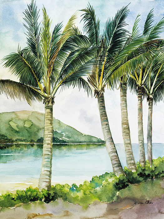 525x700 Flapping Palm Trees Painting By Han Choi - Palm Tree Painting