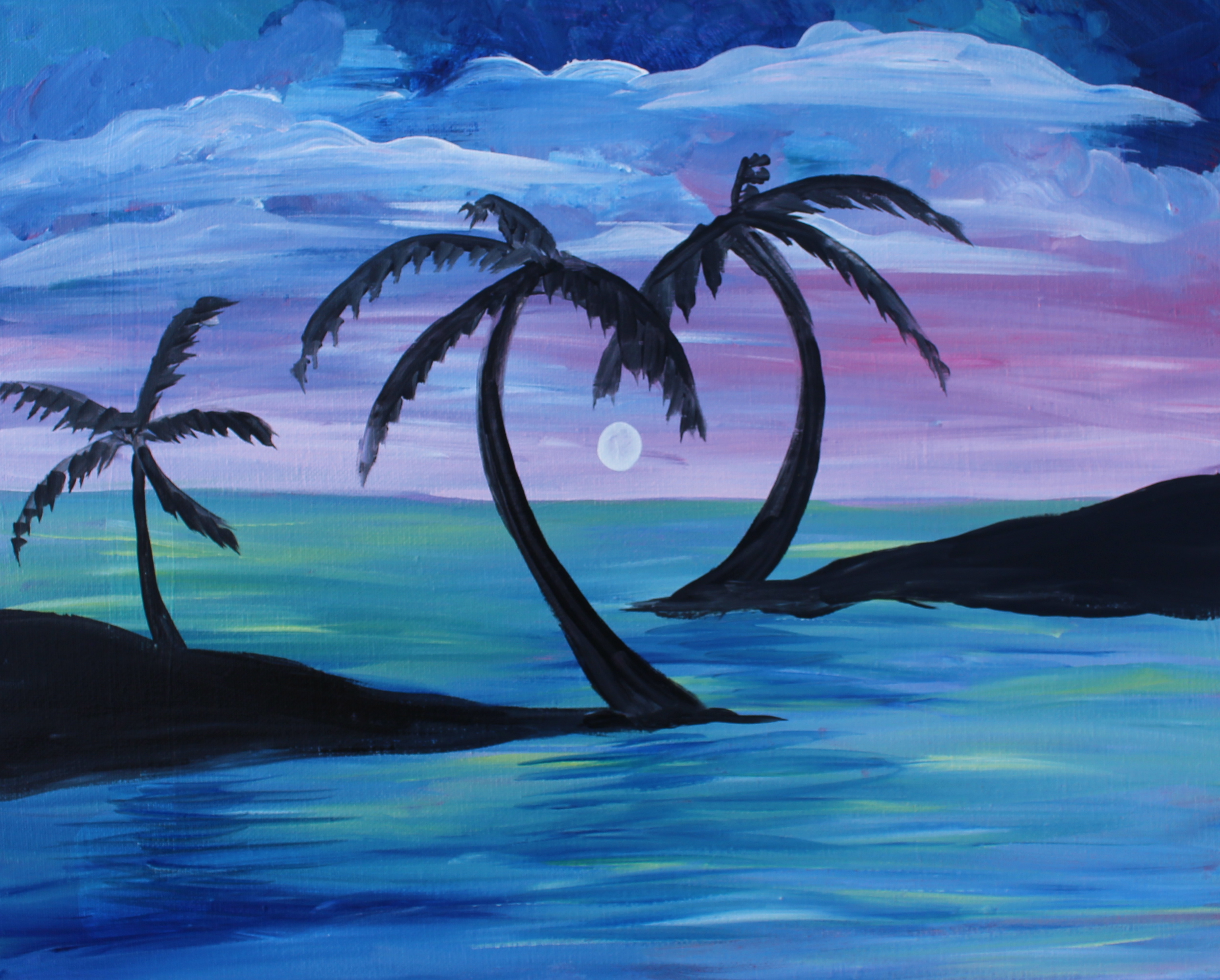 3068x2466 Tgi Fridays Hauppauge 07152015 Paint Nite Event - Palm Tree Painting