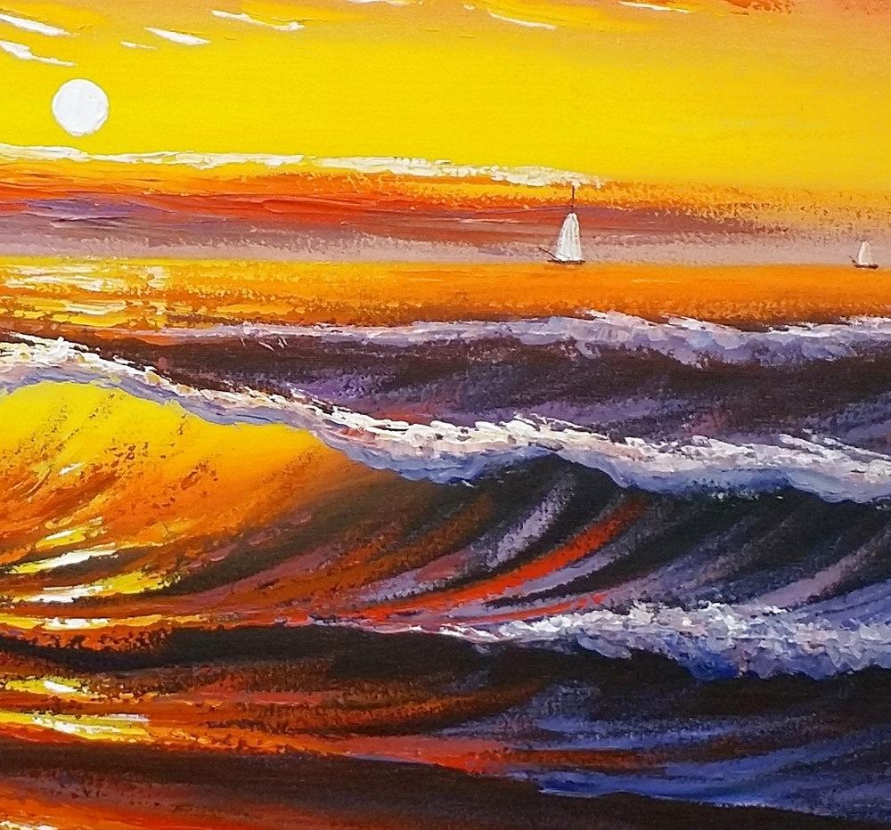 1000x932 Sunset Palm Tree Painting, Landscape Painting, Bedroom Abstract - Palm Tree Painting On Canvas