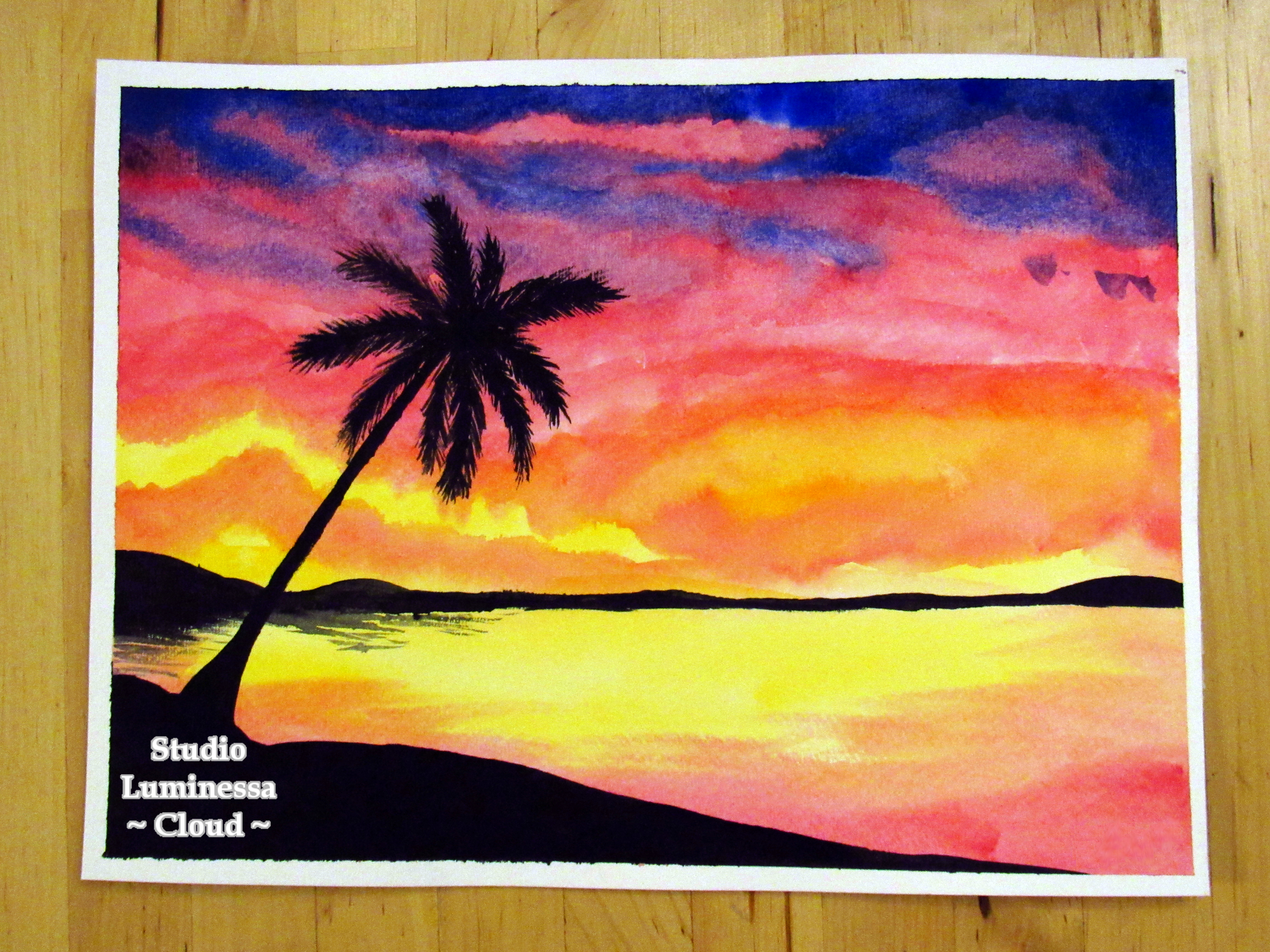 4608x3456 Silhouette Painting Sunset Over The Water Cloud's World - Palm Tree Silhouette Painting
