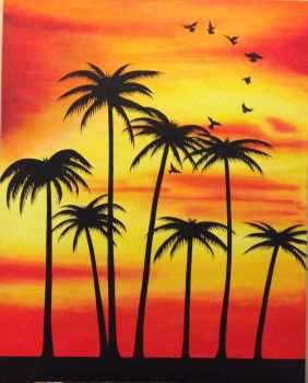 282x350 Artfido Buy Art Online Palm Tree Sunset 2736957837 - Palm Tree Silhouette Painting