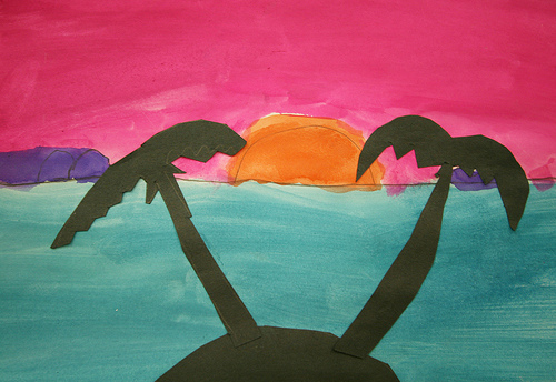 500x344 Art At Stark Fifth Grader's Palm Tree Silhouette Paintings - Palm Tree Silhouette Painting