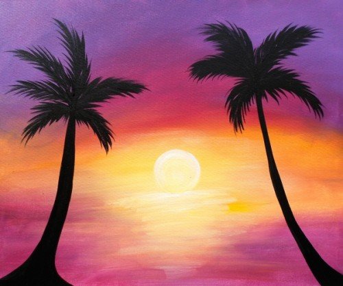 500x418 Painting Workshop Palm Tree Sunset - Palm Tree Sunset Painting