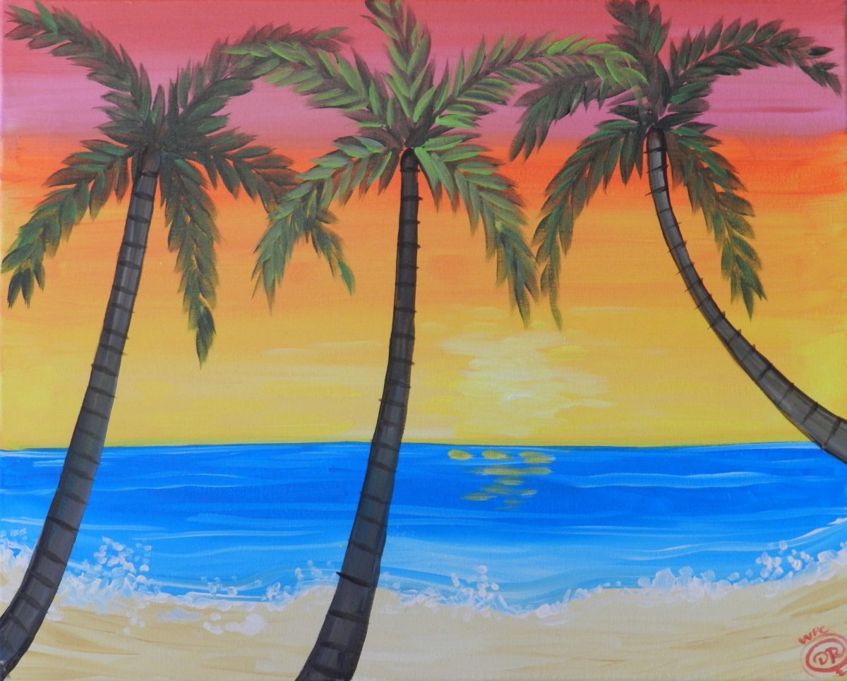 Palm Tree Sunset Painting at PaintingValley.com | Explore collection of ...