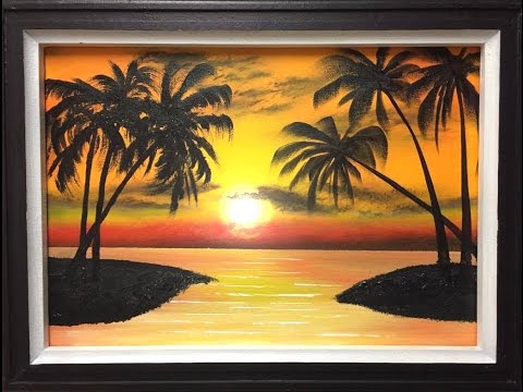 480x360 71. How To Paint A Palm Sunset (Acrylic) - Palm Tree Sunset Painting