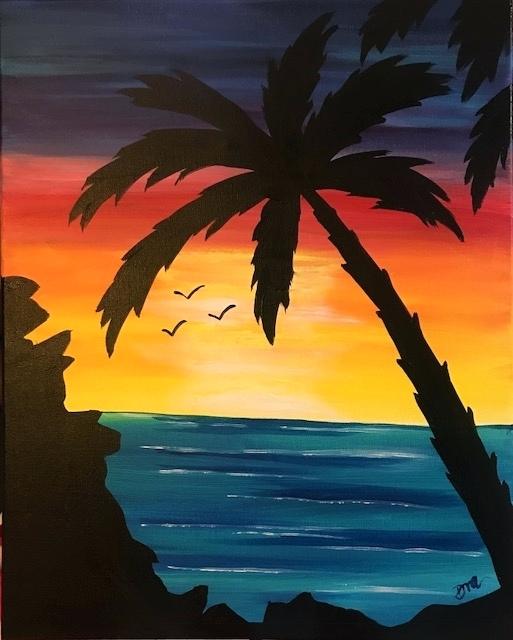 513x640 Palm Tree Painting Sunset Palm Mymatchatea.co - Palmetto Tree Painting