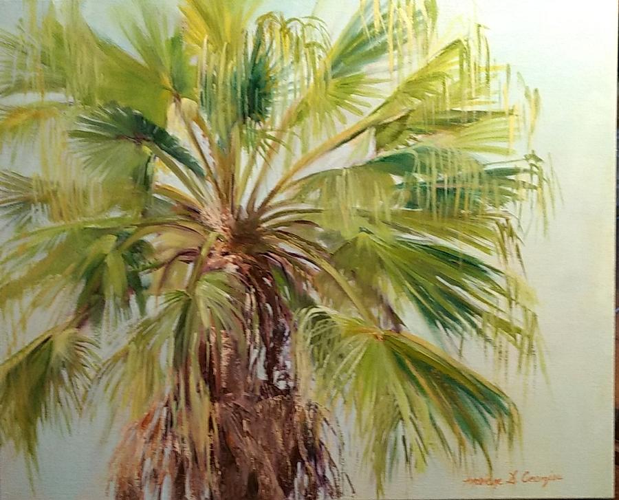 900x727 Palm Tree Painting By Andriane Georgiou - Palmetto Tree Painting