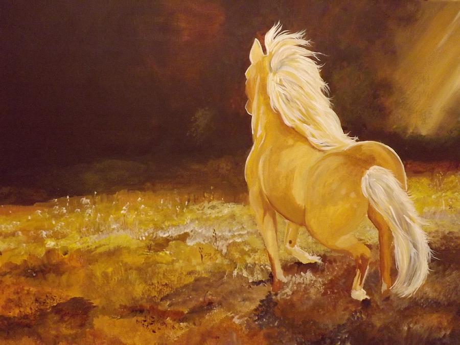 900x675 Palomino Field Acrylic On Canvas Southwest Decor Native American - Palomino Painting