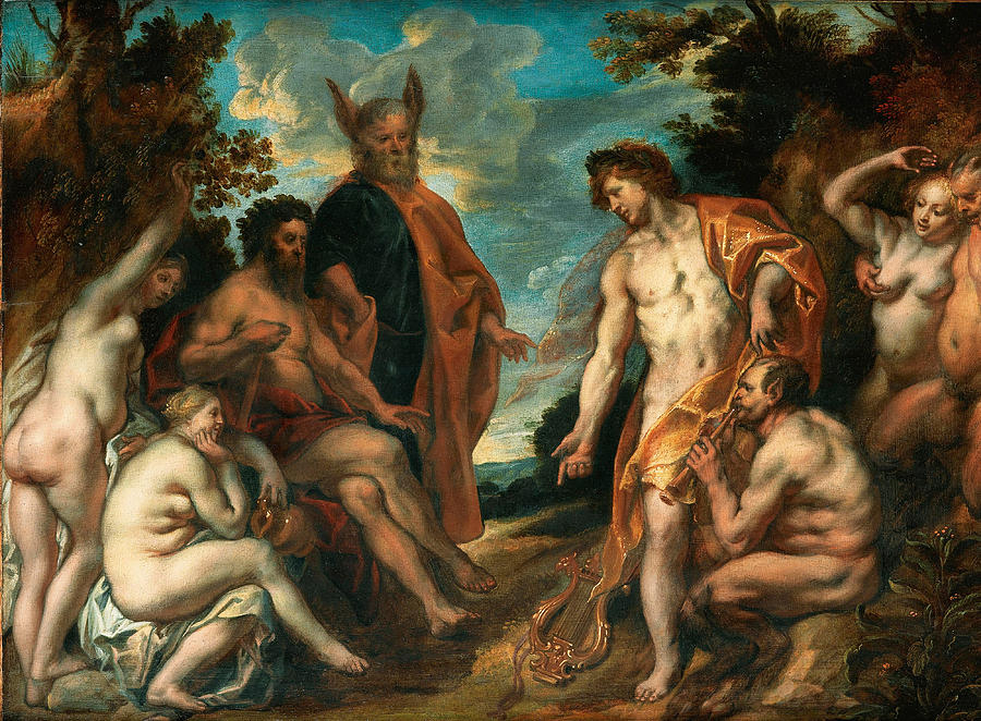 900x662 The Musical Contest Between Apollo And Pan Painting By Jacob Jordaens - Pan Painting