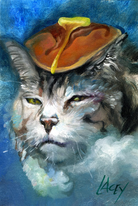 483x720 Dan Lacey, The Painter Of Pancakes Kitty On Cloud - Pancake Painting