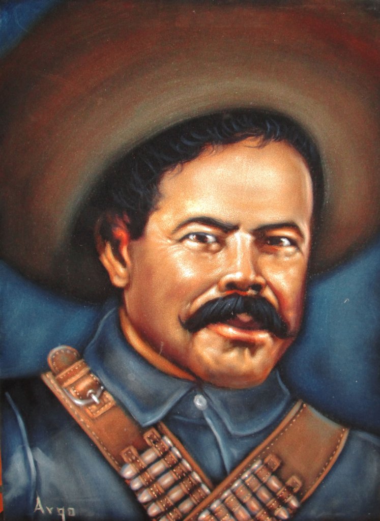 747x1024 Pancho Villa Mexican Revolution Original Oil Painting On Black - Pancho Villa Painting