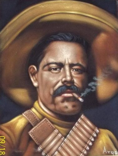 378x500 Pancho Villa Badass Revolution Heroe Black Velvet Oil Painting - Pancho Villa Painting