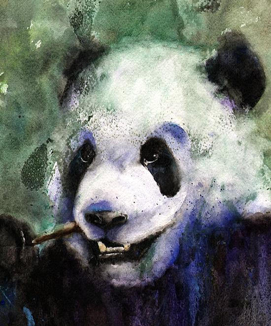 550x661 Panda Watercolor Painting Panda Art Print Giant Panda Bear - Panda Bear Painting