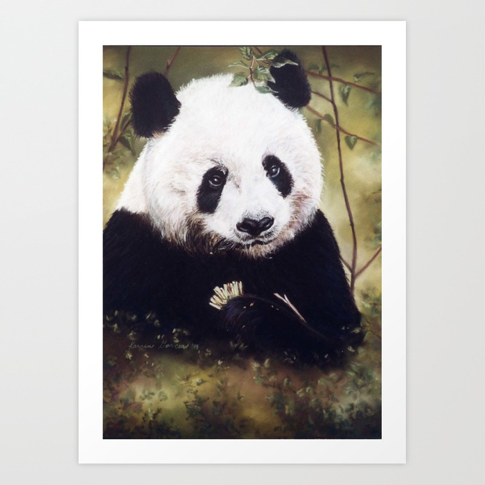 700x700 Panda Bear Pastel Painting Art Print By Karrengarcespetart Society6 - Panda Bear Painting