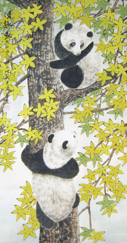 418x800 Panda Bears - Panda Bear Painting