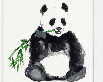 340x270 Panda Painting Etsy - Panda Bear Painting