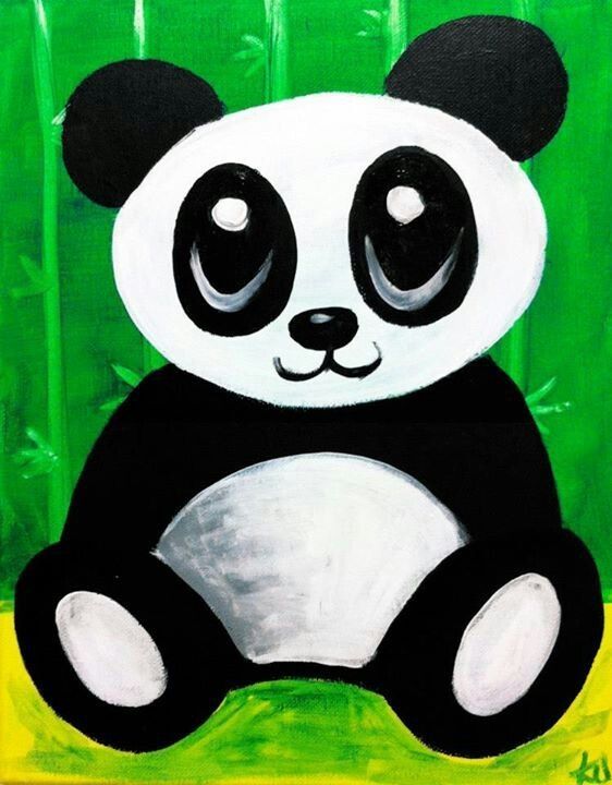 562x720 Cute Panda Canvas Paint Idea For Wall Decor. Panda Bear. Canvas - Panda Bear Painting