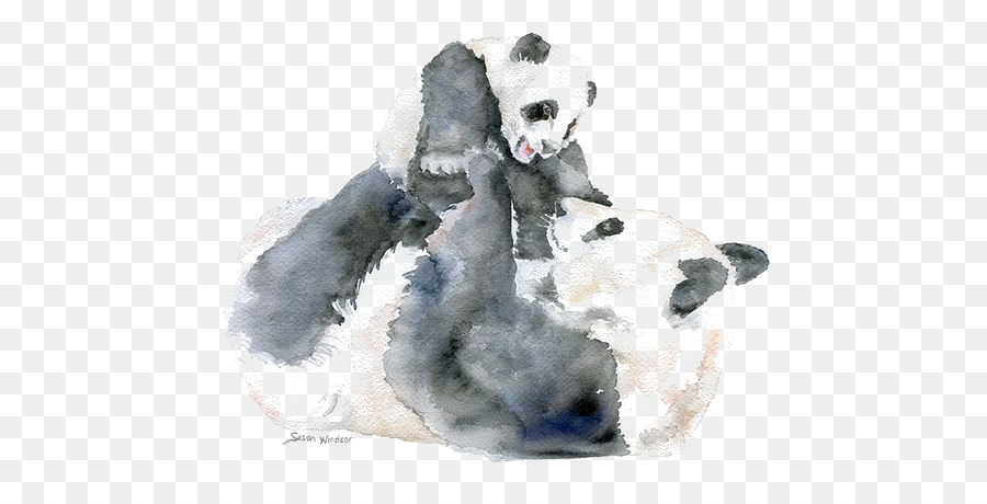 900x460 Giant Panda Bear Watercolor Painting Infant Mother - Panda Bear Painting