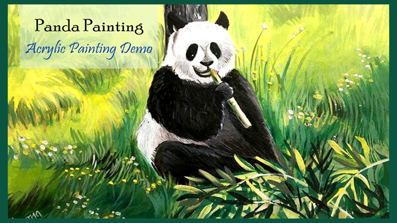 1280x720 How To Paint A Cute Panda Bear Paintings Of Animals Acrylic - Panda Bear Painting