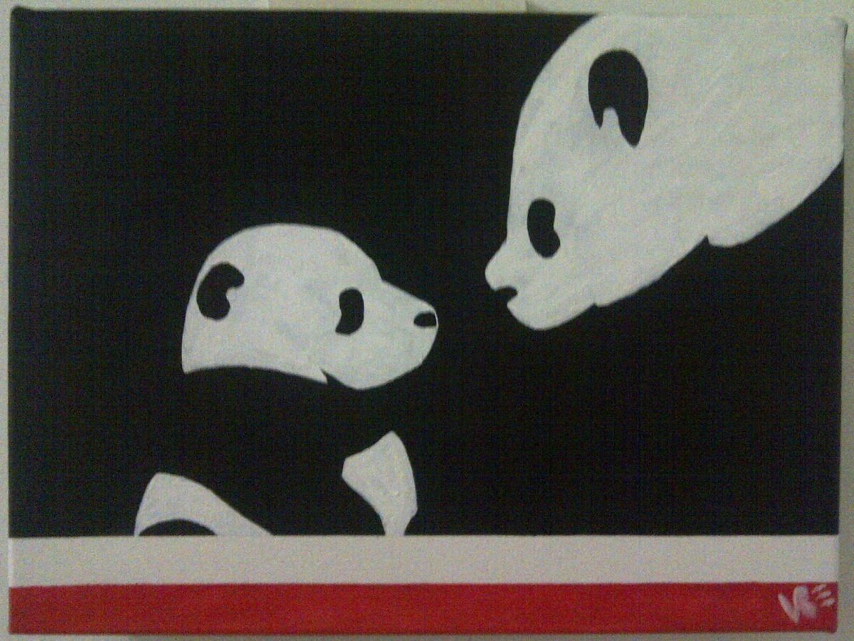 1200x901 Mom Amp Child Panda (Henry Florian Hendrata) - Panda Canvas Painting