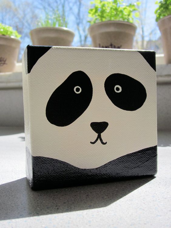 564x752 Original Adorable Panda Square Painting - Panda Canvas Painting