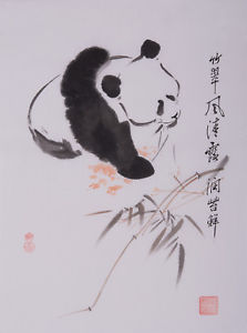 223x300 Oridental Artwork Panda Hand Painted Chinese Brush Ink Watercolor - Panda Chinese Painting