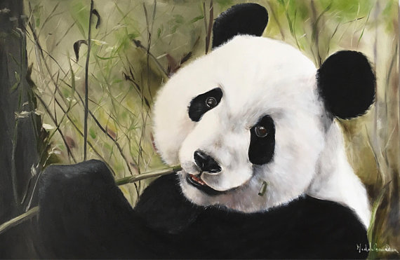 570x371 Oil Painting Panda Picture With Panda Oil Painting On Canvas - Panda Oil Painting