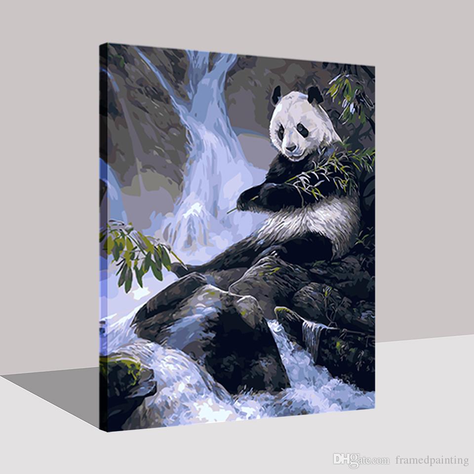 960x960 2018 Framework Oil Painting By Numbers Diy Kits Coloring Waterfall - Panda Oil Painting
