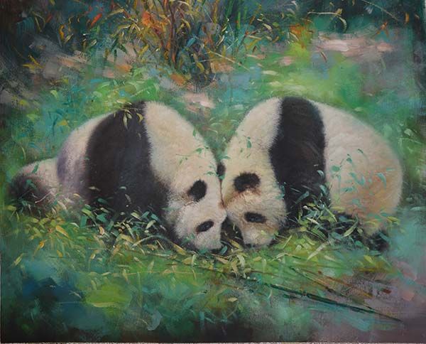 600x484 Twins, 80 X 100cm, 2014. Panda Oil On Canvas Oil Canvas - Panda Oil Painting