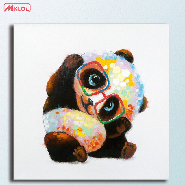 640x640 Fashion Smarty Panda Oil Painting Wall Art Picture Paiting Canvas - Panda Oil Painting