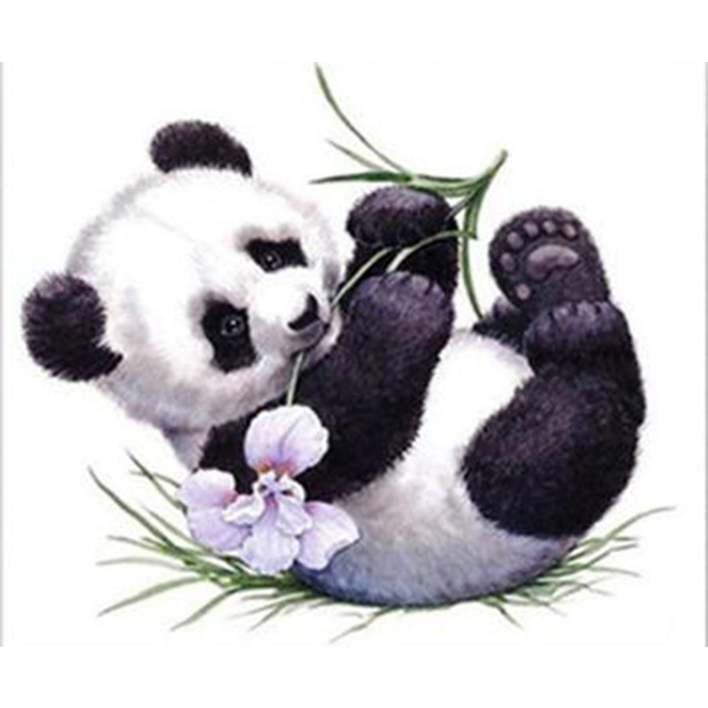 640x640 Diy 5d Diamonds Painting Round Panda Diamond Embroidery Cross - Panda Painting