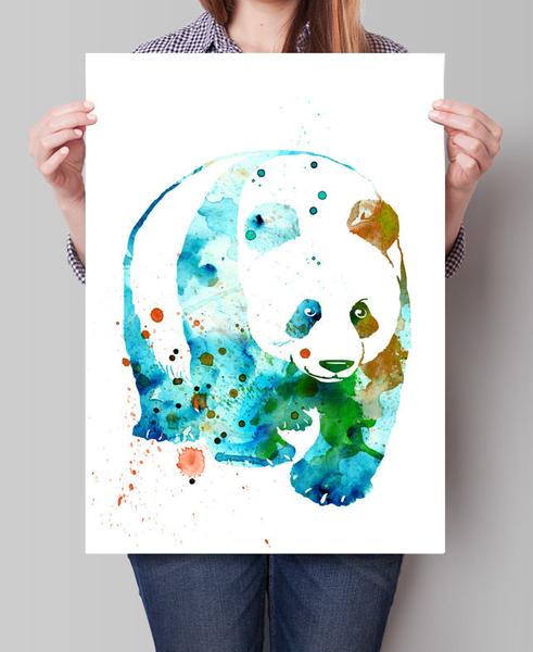 491x600 Panda Watercolor Print, Watercolor Painting, Panda Art, Panda Wall - Panda Watercolor Painting
